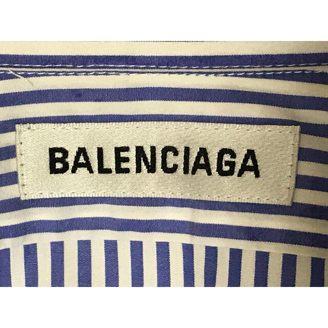 Balenciaga(バレンシアガ)のBALENCIAGA バレンシアガ バッグロゴ ストライプ  半袖シャツ レディースのトップス(シャツ/ブラウス(半袖/袖なし))の商品写真