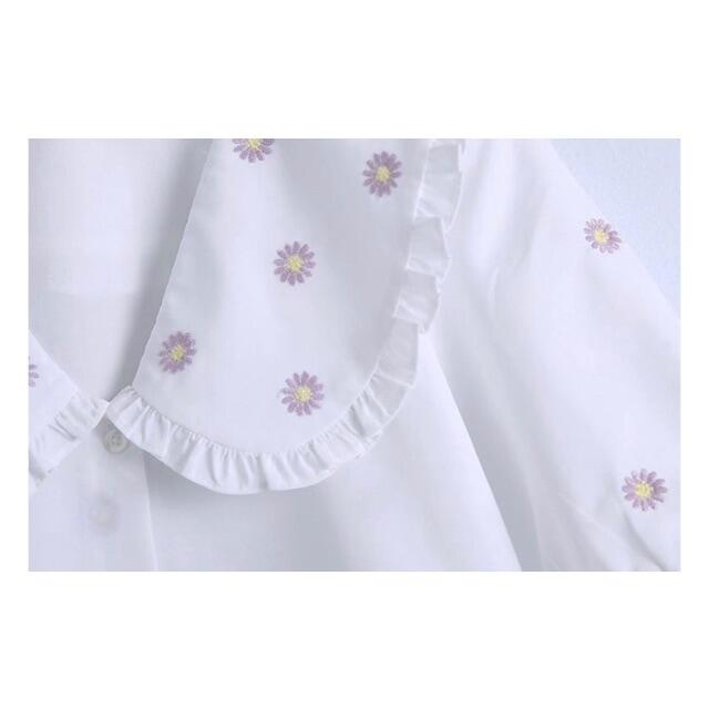 ZARA(ザラ)の🌼春新作💐4005◆花柄 フラワー 刺繍 襟 シャツ ブラウス レディースのトップス(シャツ/ブラウス(半袖/袖なし))の商品写真