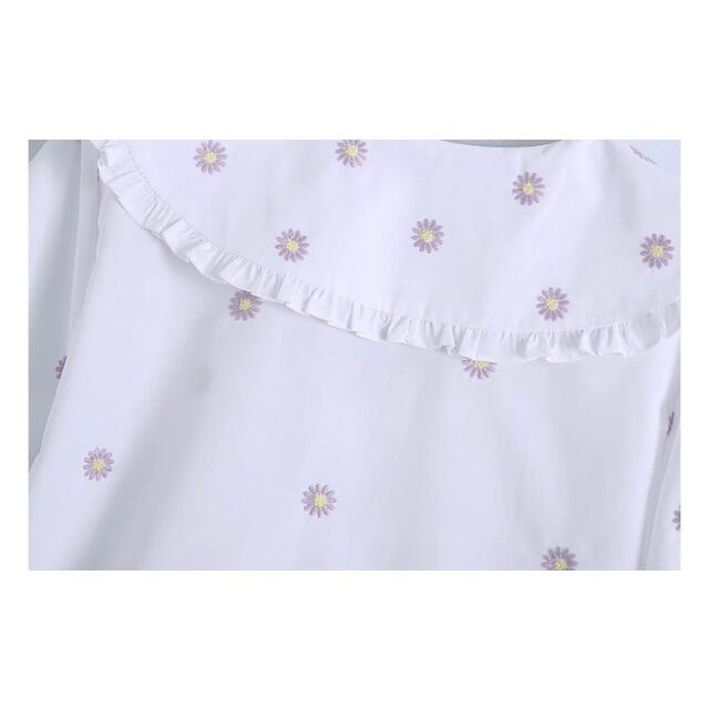 ZARA(ザラ)の🌼春新作💐4005◆花柄 フラワー 刺繍 襟 シャツ ブラウス レディースのトップス(シャツ/ブラウス(半袖/袖なし))の商品写真