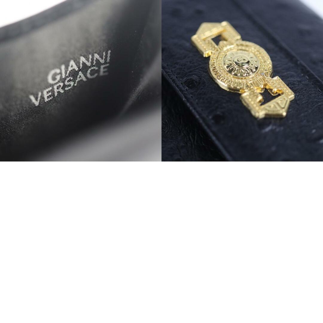 Gianni Versace(ジャンニヴェルサーチ)のGianni Versace ジャンニ ヴェルサーチ サンバースト  その他小物  レザー   ブラック ゴールド金具  シガレットケース タバコ入れ 型押しレザー 【本物保証】 レディースのファッション小物(その他)の商品写真