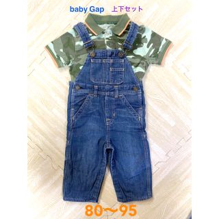 ベビーギャップ(babyGAP)のベビーギャップ 上下セット デニム オーバーオール 80 Ｔシャツ(Tシャツ/カットソー)