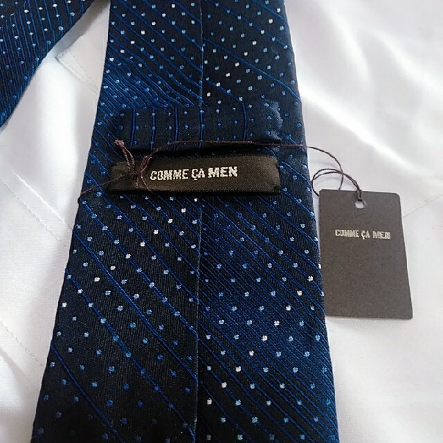 COMME CA MEN(コムサメン)の新品　未使用　コムサ　メン　ブランド　ネクタイ　ビジネス　ドット　青 メンズのファッション小物(ネクタイ)の商品写真