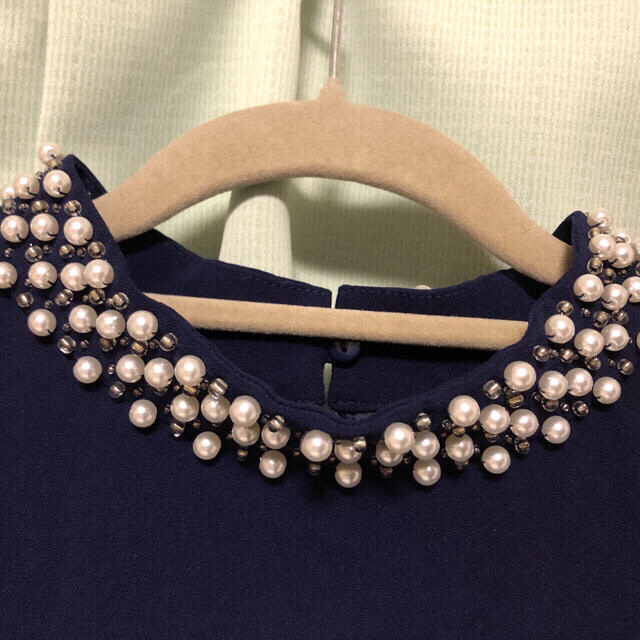 Pin‘X ノースリーブパーティードレス　ネイビー　クリーニング済 レディースのフォーマル/ドレス(ミディアムドレス)の商品写真