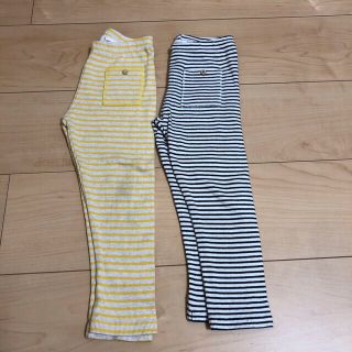 ザラキッズ(ZARA KIDS)のZARA ボーダーレギンス2枚セット+フリルＴシャツ(パンツ/スパッツ)