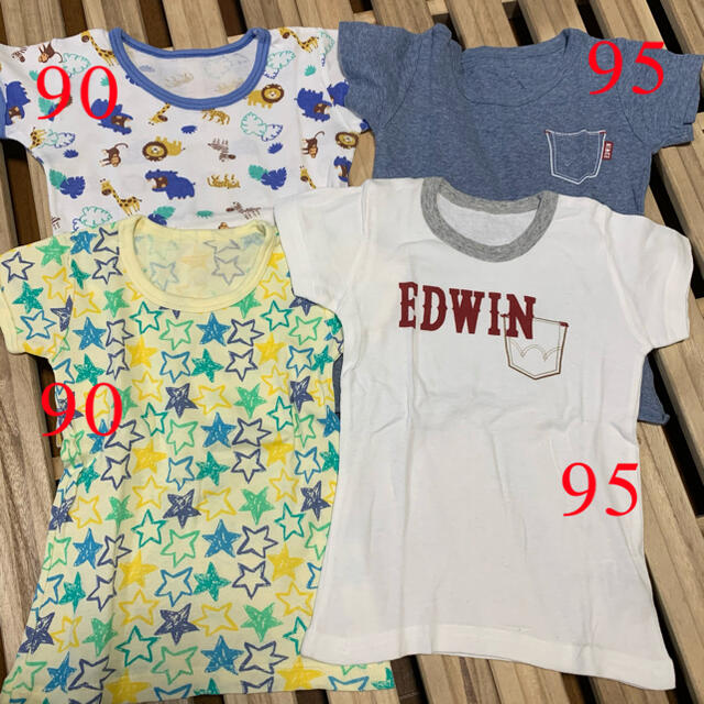 EDWIN(エドウィン)のmuu様専用！　半袖肌着4枚セット　90〜95センチ キッズ/ベビー/マタニティのキッズ服男の子用(90cm~)(下着)の商品写真