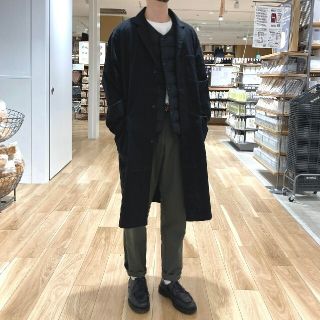 ムジルシリョウヒン(MUJI (無印良品))の●新品●  無印良品 インド綿デニムコート 男女兼用／Ｌ～XL／黒 (ステンカラーコート)