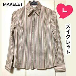 メイクレット(MAKELET)の美品！メイクレット 長袖シャツ ストライプ柄 多色使用 M-Lサイズ(シャツ/ブラウス(長袖/七分))