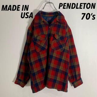 ペンドルトン(PENDLETON)の【USA製 70s】ペンドルトン スクエアカット ウールチェックシャツ(シャツ)