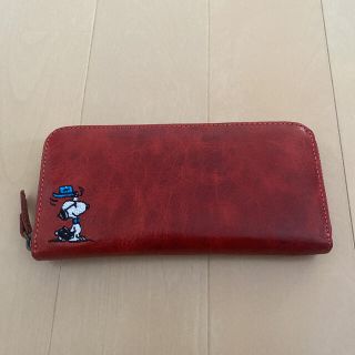 スヌーピー(SNOOPY)の新品　スヌーピー　SNOOPY 長財布　本革　ラウンドファスナー　レッド　財布(財布)