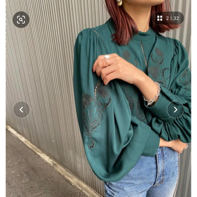 シャツ/ブラウス(長袖/七分)LADY EMBROIDERY PUFF BLOUSE