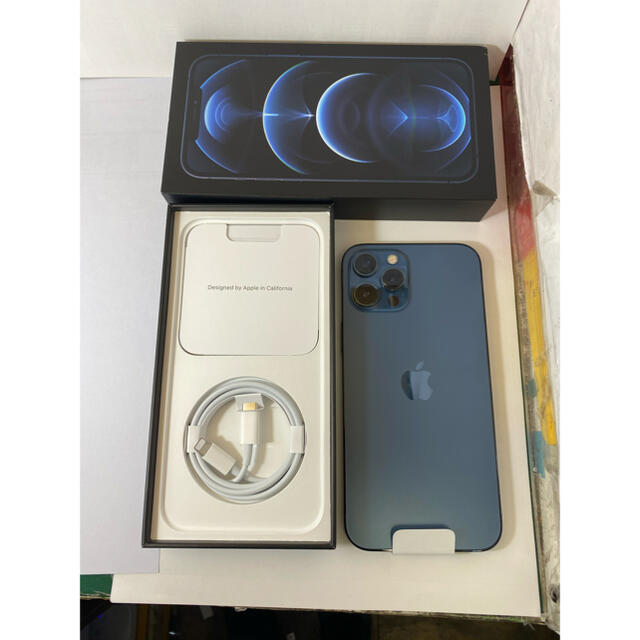 最旬ダウン iPhone ブルー 256GB Max 12Pro 済iPhone au版SIMロック