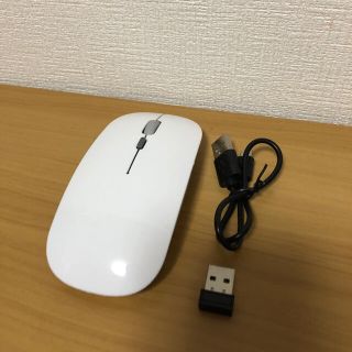 薄型ワイヤレスマウス　ホワイト　USB充電(PC周辺機器)