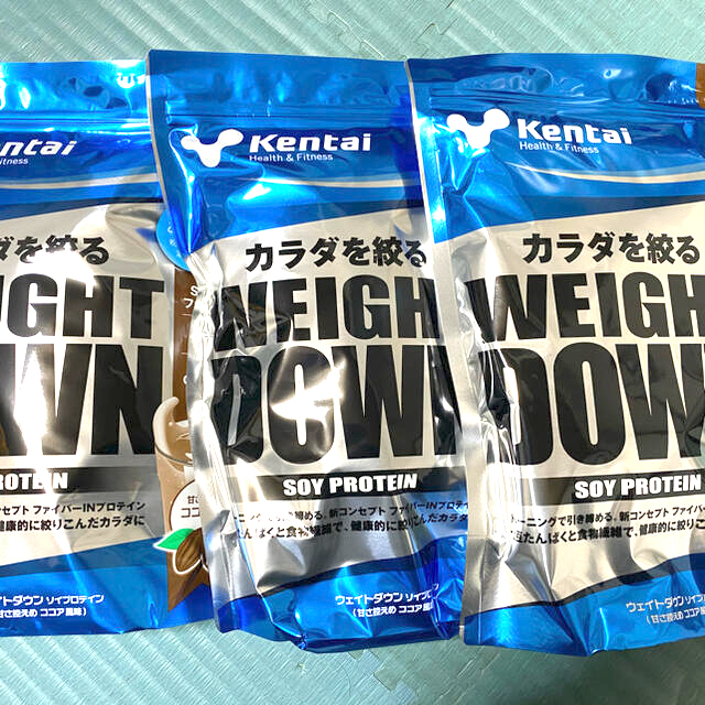 【３袋まとめ買い】ケンタイウエイトダウン　ソイプロテイン ココア風味 1kg