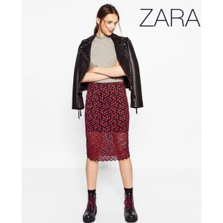 ザラ(ZARA)のsale!新品タグ付☆ZARAザラ☆コントラスレーススカートM(ひざ丈スカート)