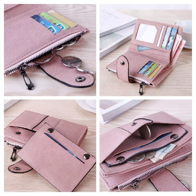 【ブラウン】レディース　二つ折り財布　パスケース付き レディースのファッション小物(財布)の商品写真