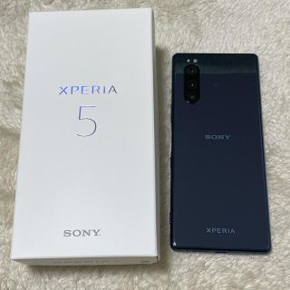 ソニー(SONY)の【ほぼ新品】Xperia 5 Simフリー国内版 デュアルSim ブルー(スマートフォン本体)