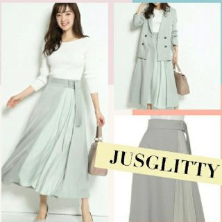 ジャスグリッティー(JUSGLITTY)のJUSGLITTY 巻き風Aラインロングスカート (ひざ丈スカート)