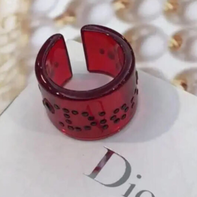 Christian Dior(クリスチャンディオール)のDior クリスチャンディオール  リング　赤×ブラックストーン レディースのアクセサリー(リング(指輪))の商品写真