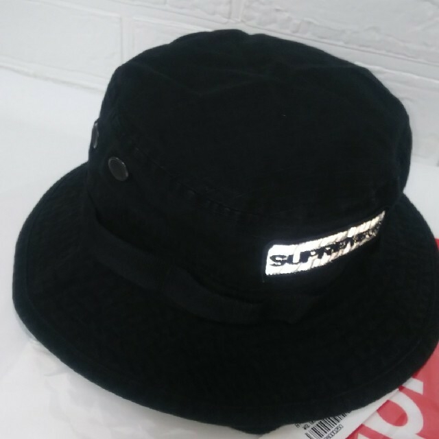 Supreme(シュプリーム)のSupreme  Reflective Patch Boonie  S/M 黒 メンズの帽子(ハット)の商品写真