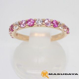 天然サファイアハーフエタニティリングK18PG/S0.90ct【美品】(リング(指輪))