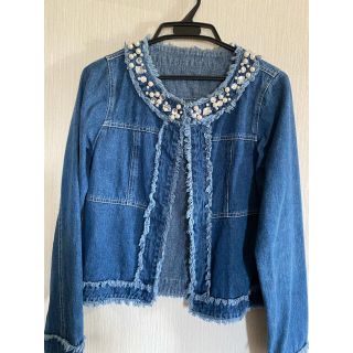 デニムジャケット　ビジュー付き(Gジャン/デニムジャケット)