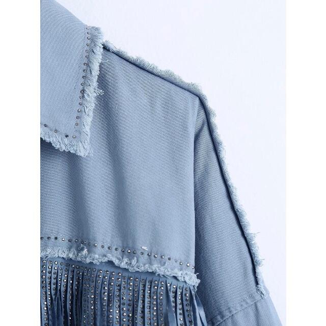 ZARA(ザラ)の🌼春新作💐4012◆スタッズ フリンジ デニム シャツ ジャケット レディースのトップス(シャツ/ブラウス(長袖/七分))の商品写真
