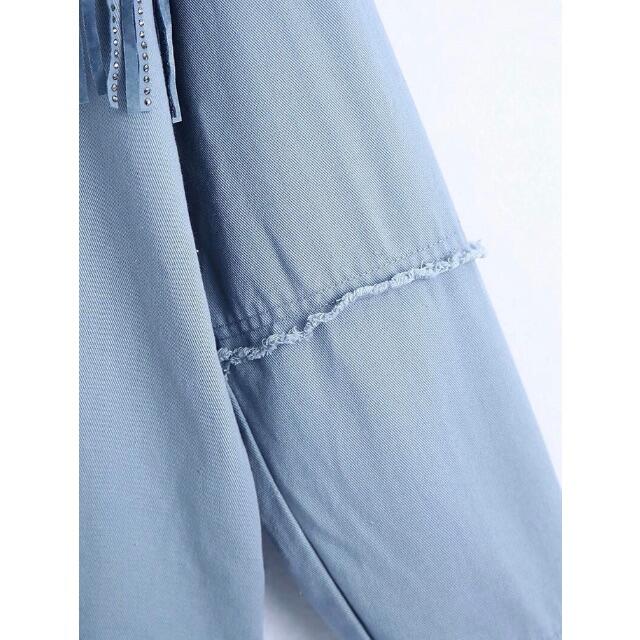 ZARA(ザラ)の🌼春新作💐4012◆スタッズ フリンジ デニム シャツ ジャケット レディースのトップス(シャツ/ブラウス(長袖/七分))の商品写真