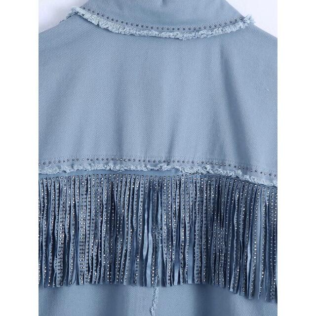 ZARA(ザラ)の🌼春新作💐4012◆スタッズ フリンジ デニム シャツ ジャケット レディースのトップス(シャツ/ブラウス(長袖/七分))の商品写真