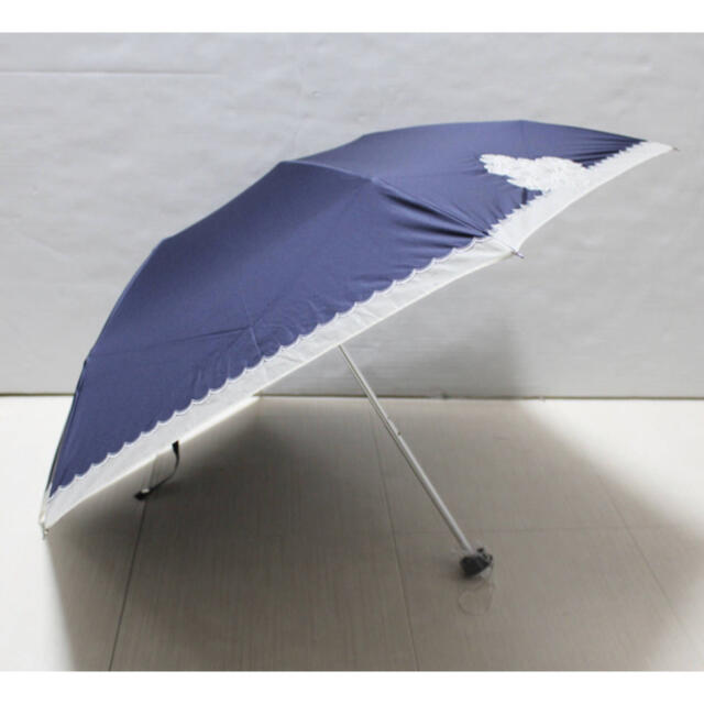 《シャルルジョルダン》新品 軽量 刺繍 晴雨兼用折りたたみ傘 遮光生地使用