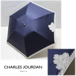 シャルルジョルダン(CHARLES JOURDAN)の 《シャルルジョルダン》新品 軽量 刺繍 晴雨兼用折りたたみ傘 遮光生地使用(傘)