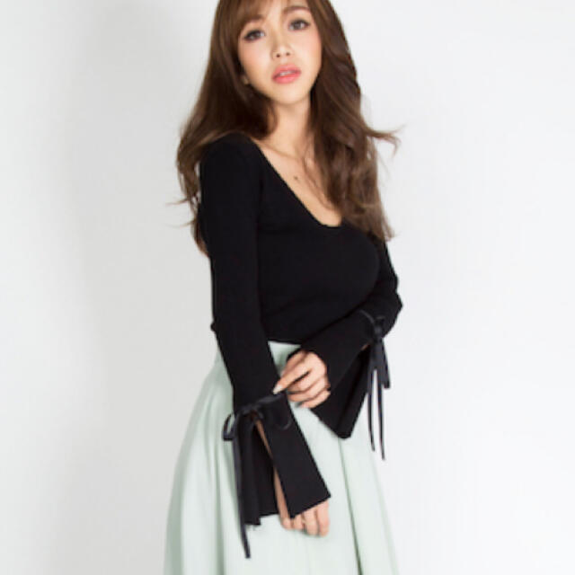 eimy istoire(エイミーイストワール)のeimy istoire  sleeve ribbon knit top レディースのトップス(カットソー(半袖/袖なし))の商品写真