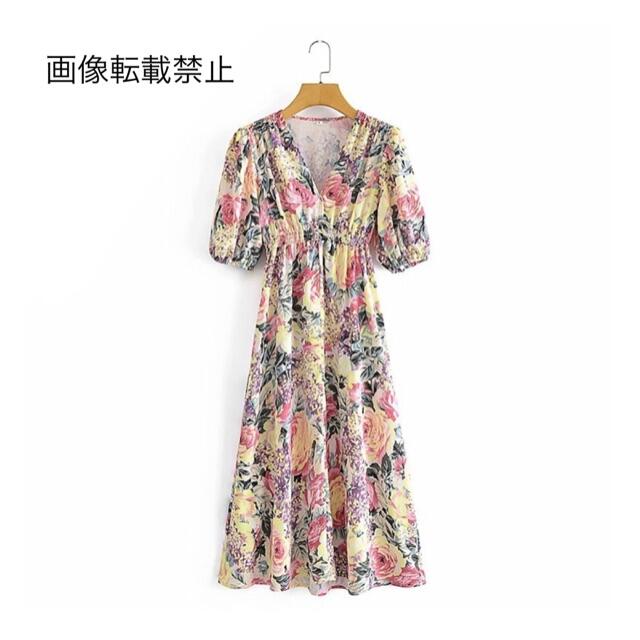 ZARA(ザラ)の🌼春新作💐4017◆花柄 Vネック ワンピース レディースのワンピース(ひざ丈ワンピース)の商品写真