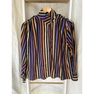 ちょこ様専用)✦vintage✦マルチストライプシャツ　ハイネック　長袖(シャツ/ブラウス(長袖/七分))