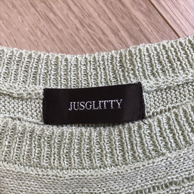 JUSGLITTY(ジャスグリッティー)のジャスグリッティー　サマーニット　アップルグリーン レディースのトップス(カットソー(半袖/袖なし))の商品写真