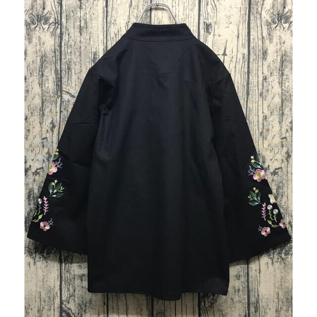 China shirt 刺繍×黒 レディースのトップス(シャツ/ブラウス(長袖/七分))の商品写真