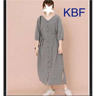 ケービーエフ(KBF)のKBF【美品】ギンガムチェックVネックマキシワンピース(ロングワンピース/マキシワンピース)