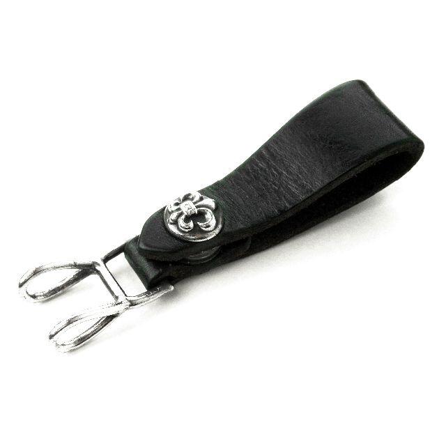 CHROME HEARTS クロムハーツ BELT LOOP フレアボタン レザーベルトループ Dカン ブラック/シルバー