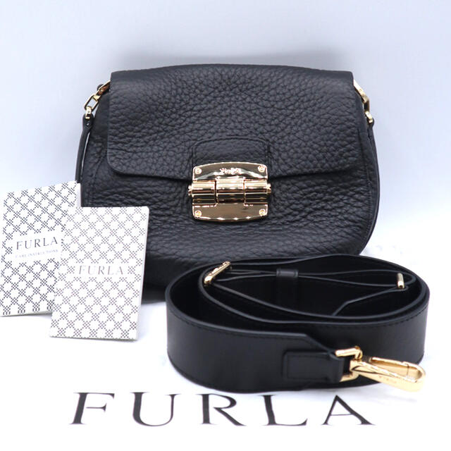 【超美品】FURLA フルラ　ショルダーバッグ　本革　ブラック　黒バッグ