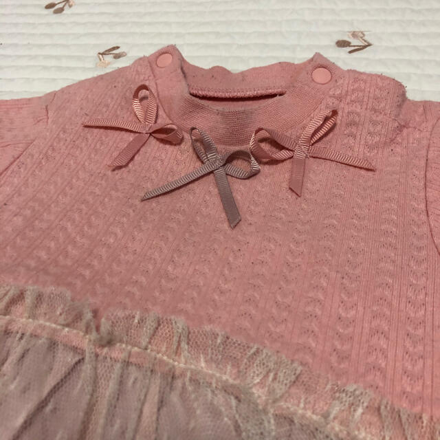 F.O.KIDS(エフオーキッズ)のアプレレクール チュール着せ込み風カバーオール ピンク キッズ/ベビー/マタニティのベビー服(~85cm)(カバーオール)の商品写真