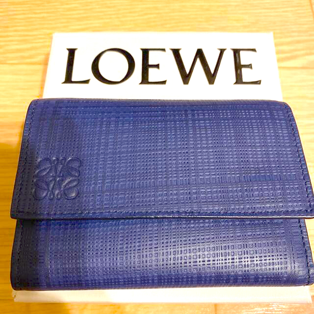 【値下げ】LOEWE ロエベ 三つ折り バーティカル ウォレット ネイビー