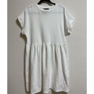 ザラ(ZARA)のZARA ザラ　スエットワンピース／チュニック　白　M サイズ(ミニワンピース)