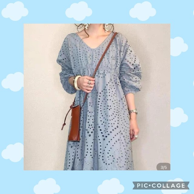 ロングフレアワンピース　ブルー　春服　夏服　レディース　ドレス レディースのワンピース(ロングワンピース/マキシワンピース)の商品写真