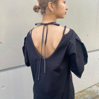 マメ(mame)のMURRAL Ivy halfsleeve dress black サイズ1(ロングワンピース/マキシワンピース)