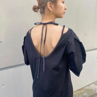 マメ(mame)のMURRAL Ivy halfsleeve dress black サイズ1(ロングワンピース/マキシワンピース)