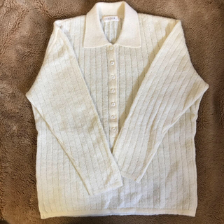 コルディア(CORDIER)の【最終値下げ】vintage ウール混 透かし編みニットポロシャツ(ニット/セーター)