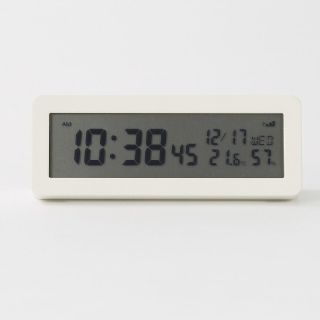 ムジルシリョウヒン(MUJI (無印良品))の★新品★ 無印良品 デジタル電波時計(大音量アラーム機能つき)／ホワイト(置時計)