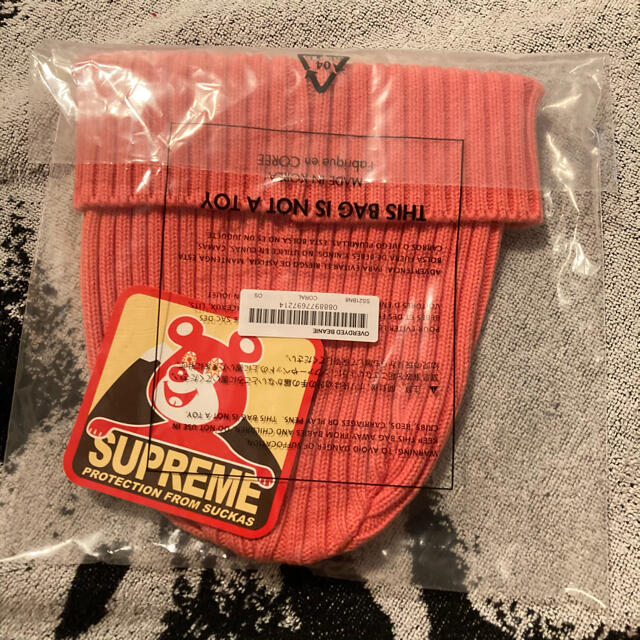 supreme Overdyed Beanie coral 21ss