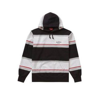 シュプリーム(Supreme)のSupreme stripe hooded フーディ　パーカー　ブラック　L(パーカー)