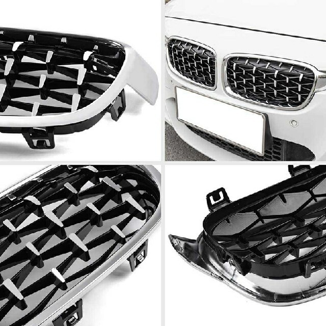 BMW ダイヤモンドグリル 銀 キドニーグリル 新品 自動車/バイクの自動車(車種別パーツ)の商品写真