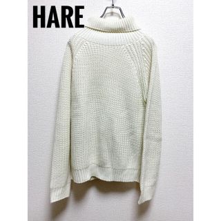 ハレ(HARE)のhare アクリルニット　春　白　美品　タートルネック　ホワイト　used(ニット/セーター)